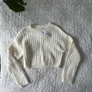 Garage Cream Knit Cropped Sweater Size S
